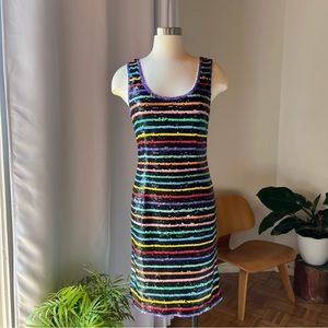 Vintage 80’s/ 90’s rainbow sequined dress. Deadstock with tag